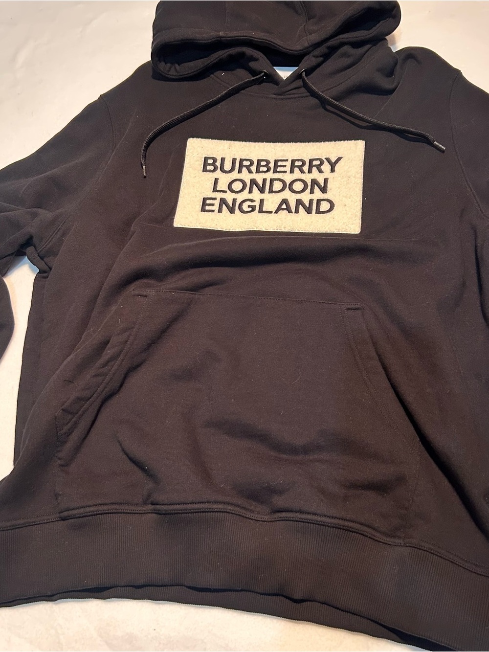 Burberry London England Black Logo Patch Owie Hoodie - Size Large